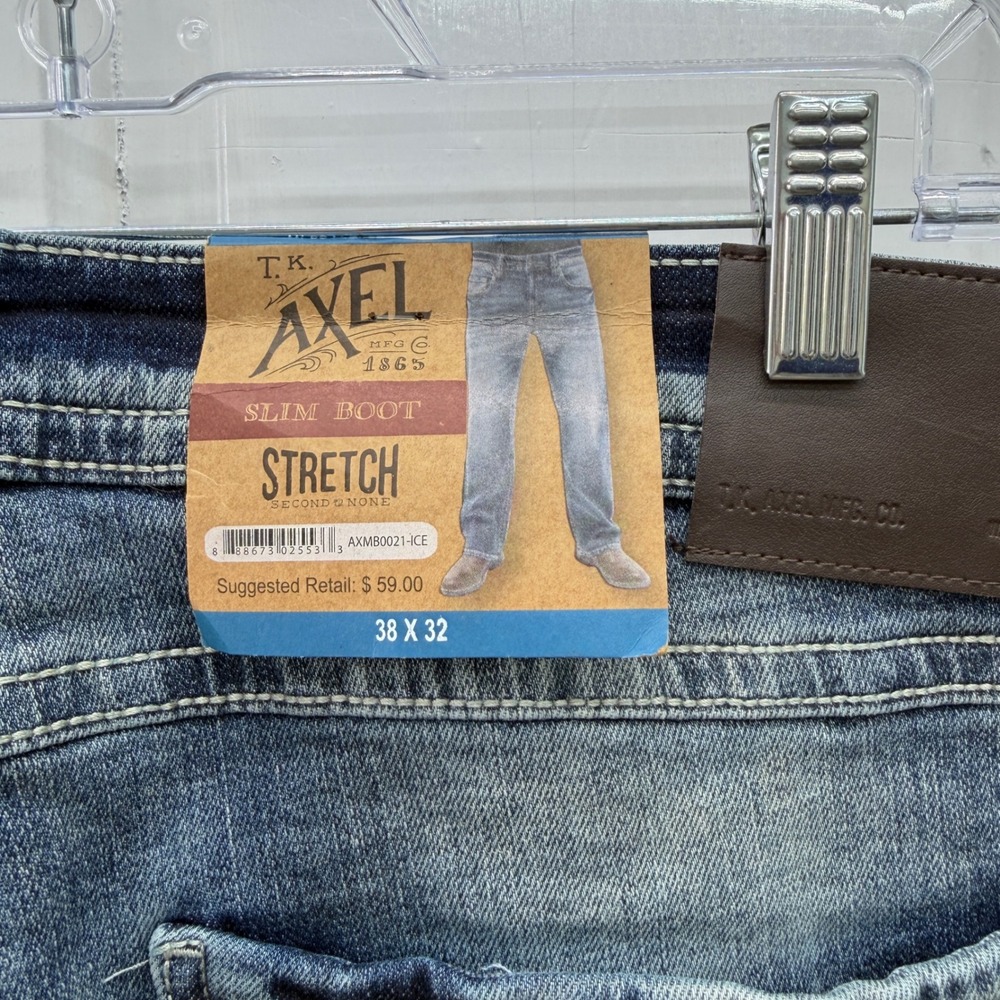 NWT Axel Mens 38 x 32 Thick Stitch Slim Boot Cut Stretch Denim Jeans AXMB0021 - Picture 6 of 12